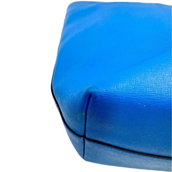 Auth Fendi Blue Leather Monster Bug Eyes Medium Shopper Tote - Picture 9 of 16